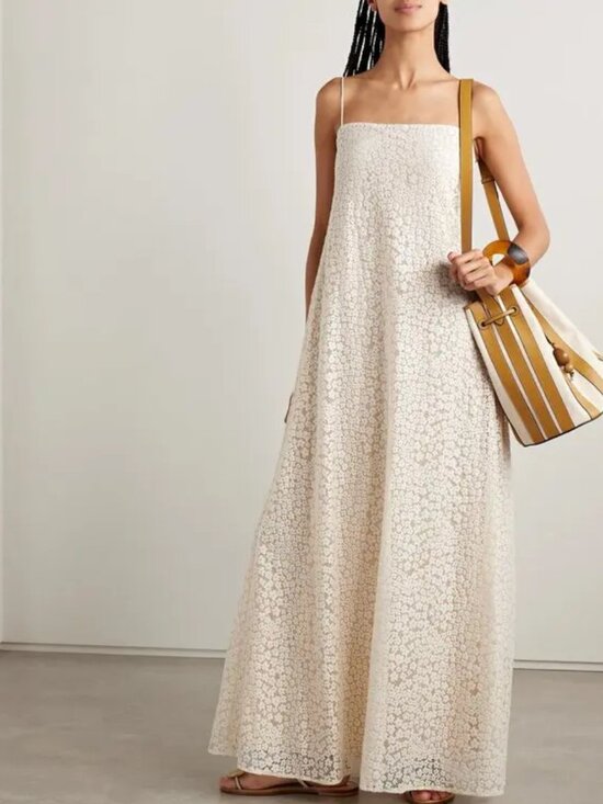 STAUD Dresses & Skirts - Staud delfina organic cotton-blend guipure lace maxi dress Size SMALL